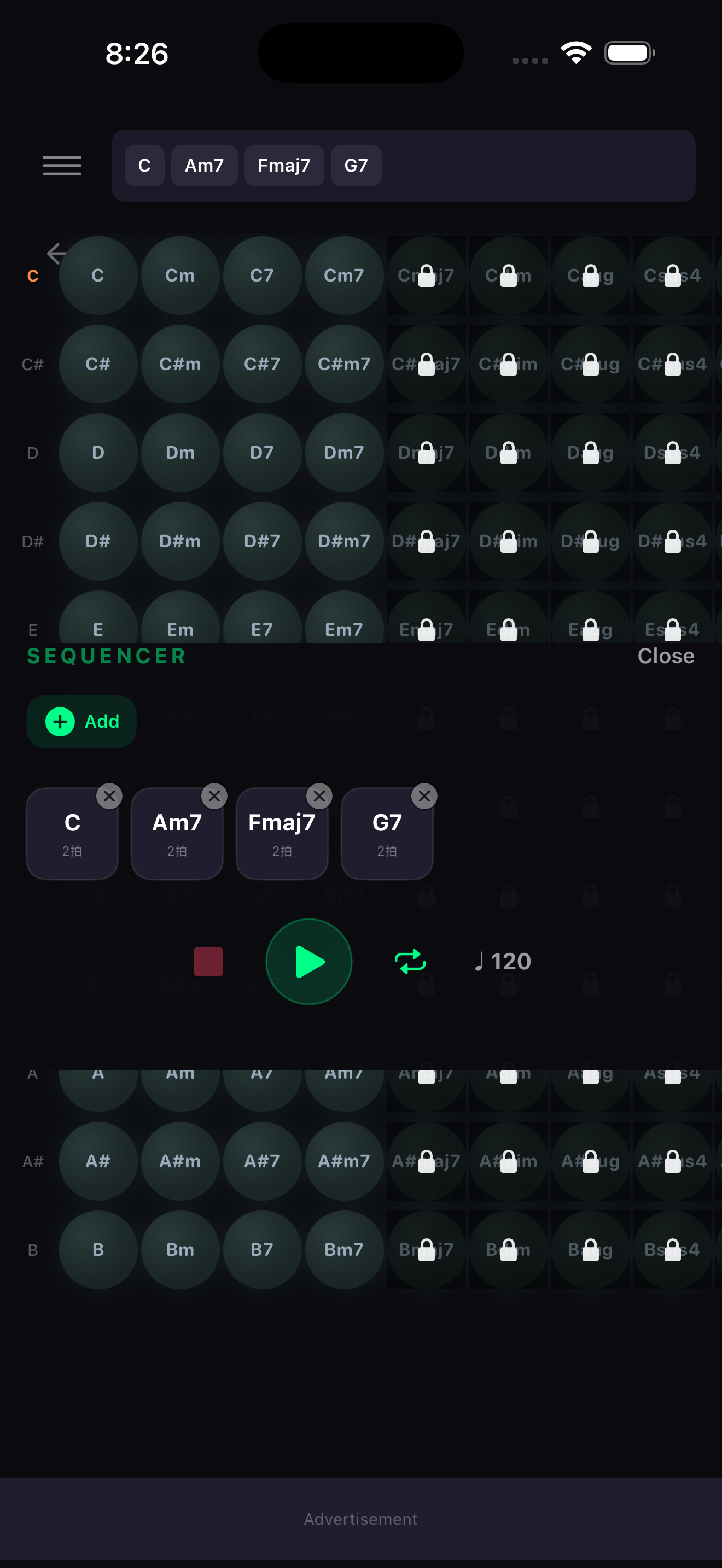 Sequencer screen
