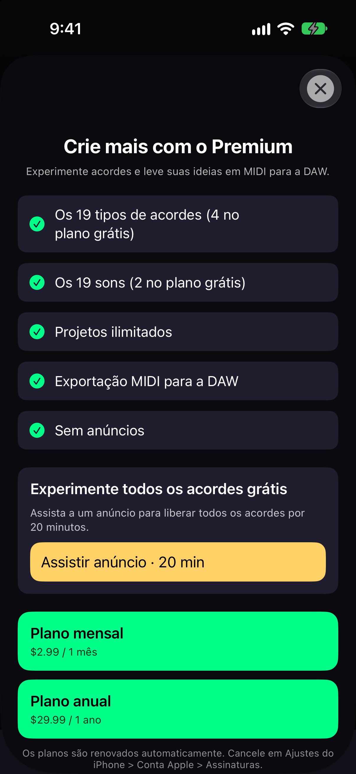 Capturas do app